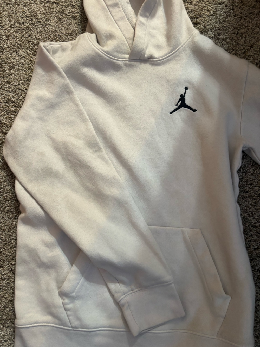 Jordan White Hoodie with Black Jumpman Logo